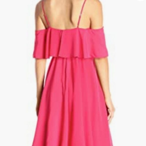 Cece Women's Hot Pink Jackie Cold Shoulder Ruffle Midi Dress Size 4 - Picture 11 of 12